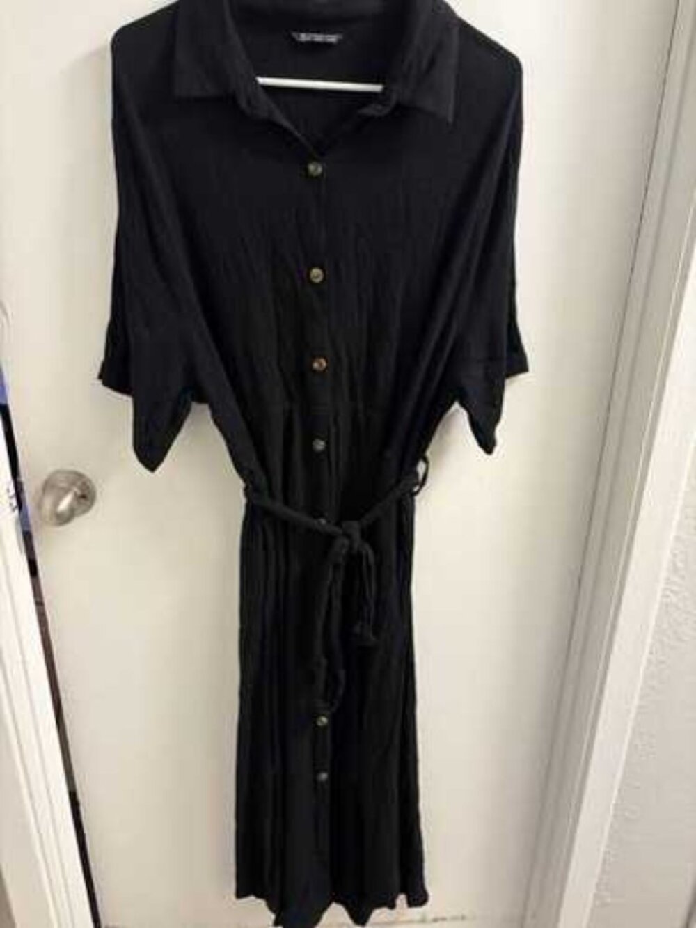 NWT BloomChic Black Button Front Belted Maxi Shirt Dress Dolman Sleeve Plus 28